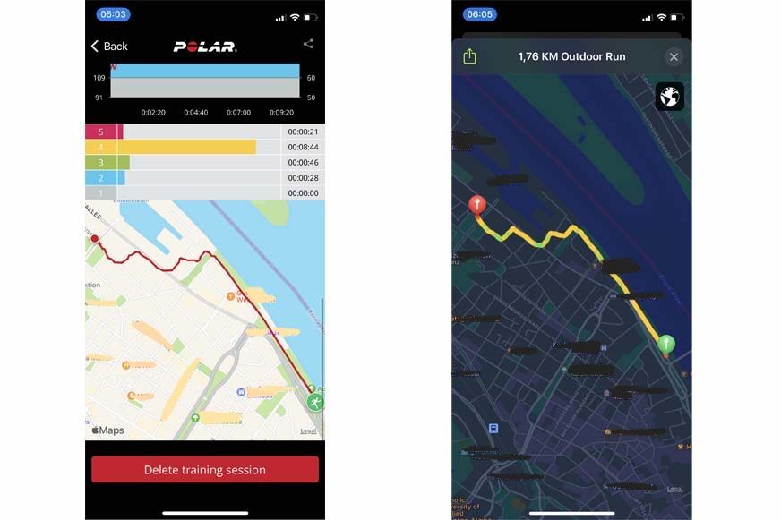 Вы можете увидеть записанное расстояние с помощью нагрудного ремня Polar H10 и с помощью часов Apple Watch. 